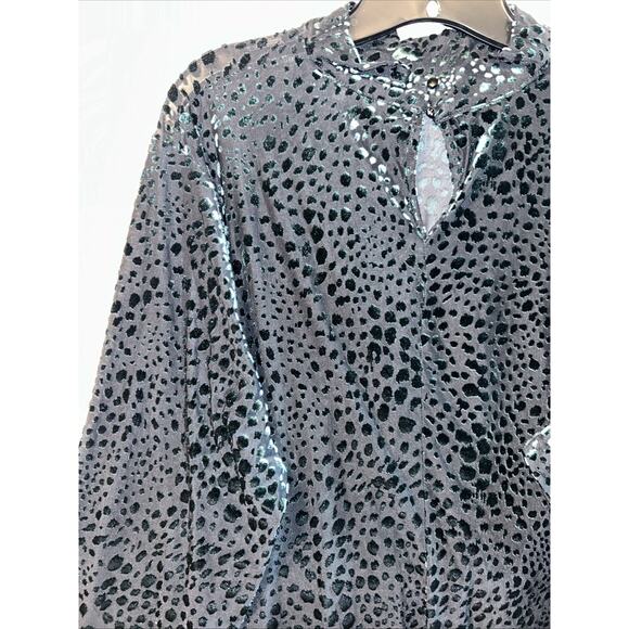 Lane Bryant Women’s 22/24 Green Velvet Leopard Burnout Blouse Fairy Grunge - Picture 8 of 15